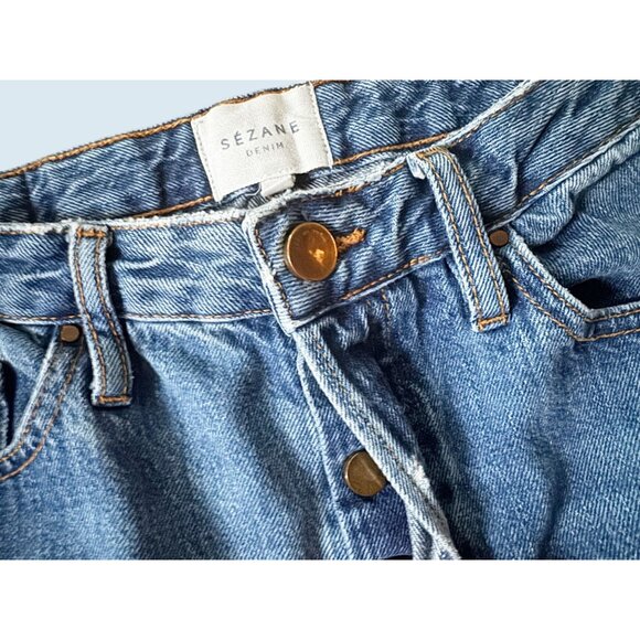 SEZANE Hi Rise Button Fly Straight Leg Raw Hem Jean Size 27 - Picture 4 of 8